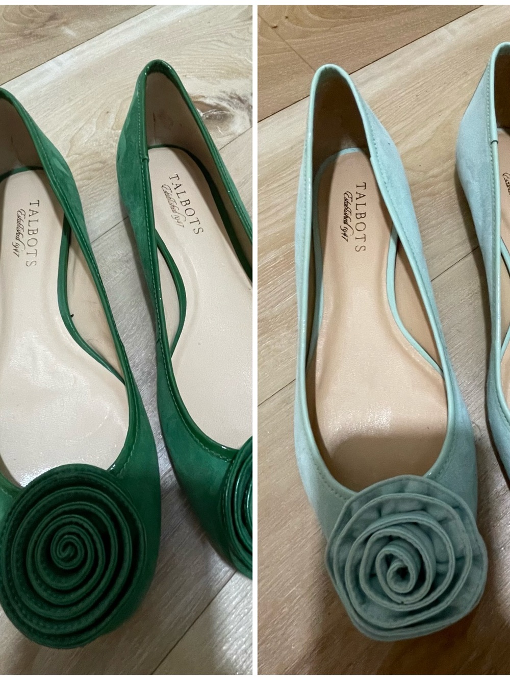 Talbots Bundle Suede Rosette Flats - Green / Mint